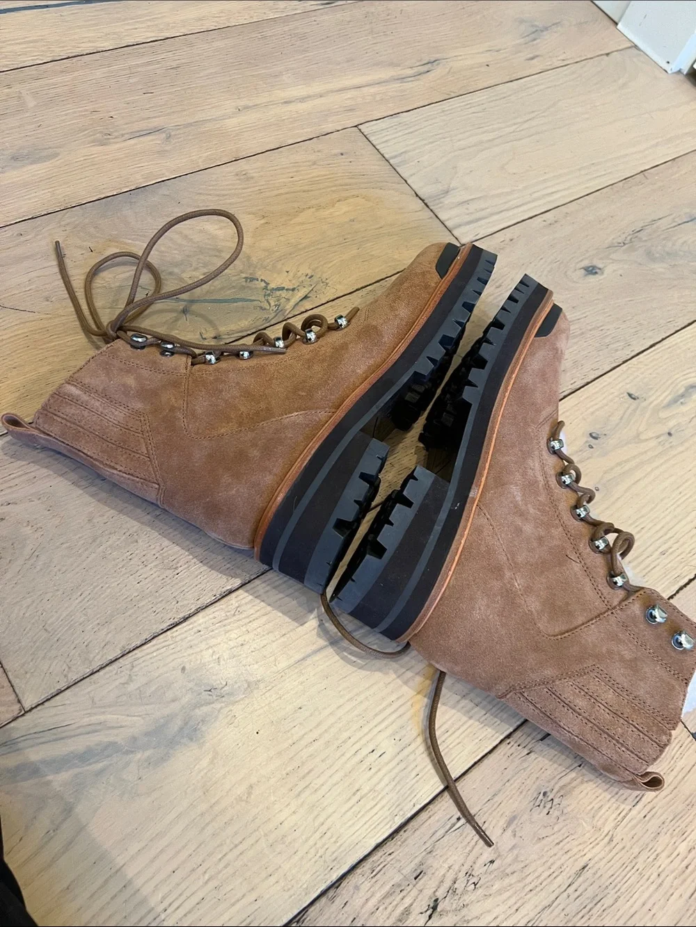 Marc Fisher Suede Lace-Up Hiking Boots in Tan Brown